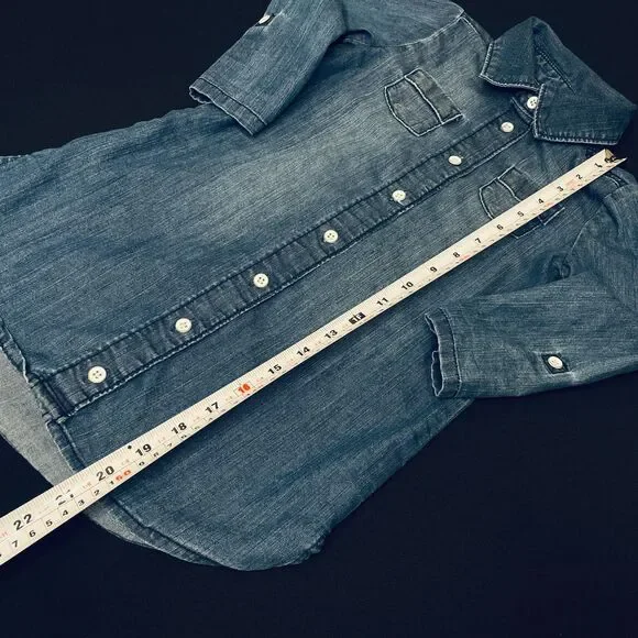 ~ Old Navy Girls 4T Denim Shirt Dress Blue Long Sleeve Jean Pockets Button Up - Picture 5 of 11